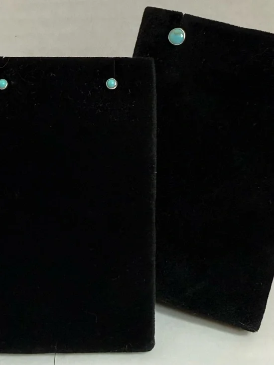 Turquoise & Sterling Silver Stud Earrings Two Pairs 5mm & 3mm - Picture 5 of 7